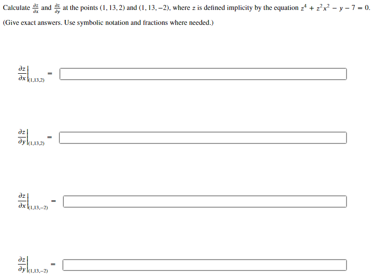 Solved Calculate delzdelx ﻿and delzdely at ﻿the points