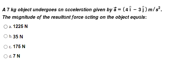 Solved A 7 Kg Object Undergoes An Acceleration Given By A Chegg Com