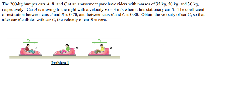 Solved The 200-kg Bumper Cars A, B, And C At An Amusement | Chegg.com