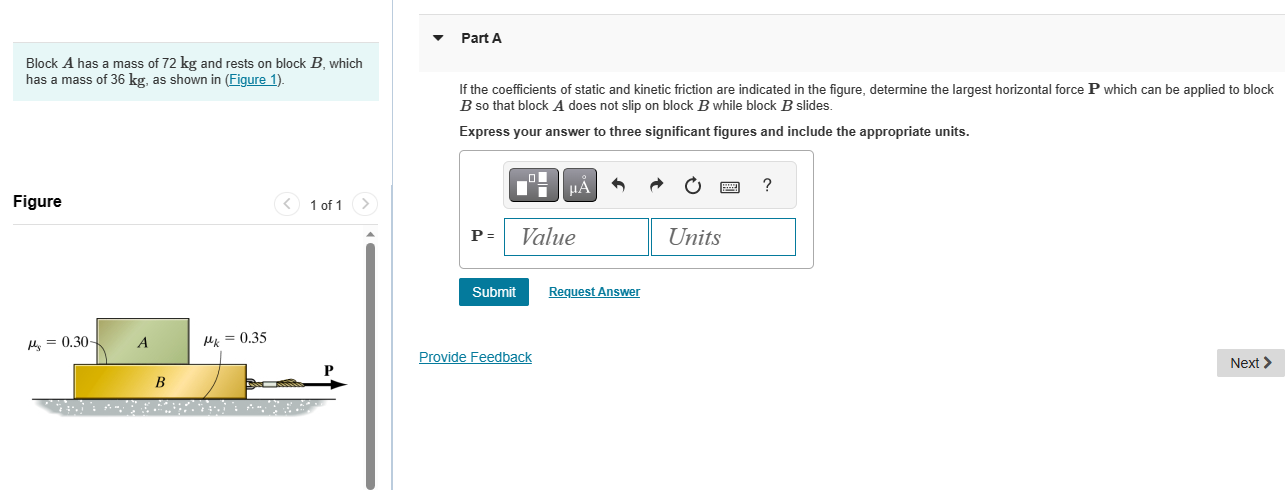 Solved Block A Has A Mass Of 72 Kg And Rests On Block B, | Chegg.com