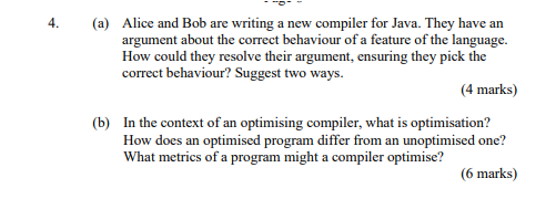 Solved (a) Alice and Bob are writing a new compiler for | Chegg.com