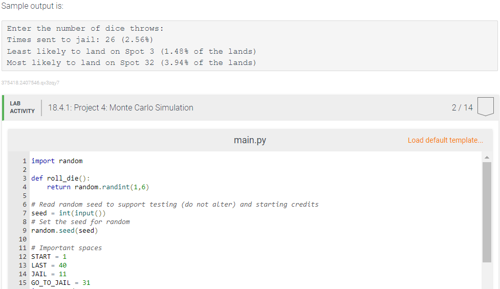 Solved 18.4 Project 4: Monte Carlo Simulation Summary Within | Chegg.com