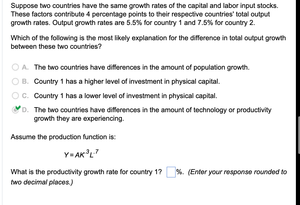 Solved Suppose two countries have the same growth rates of | Chegg.com