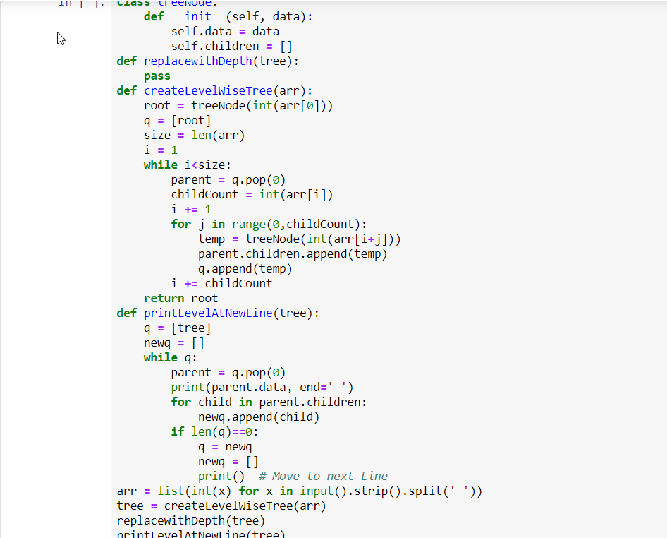 [python] Replace with depth In a given Generic Tree, | Chegg.com