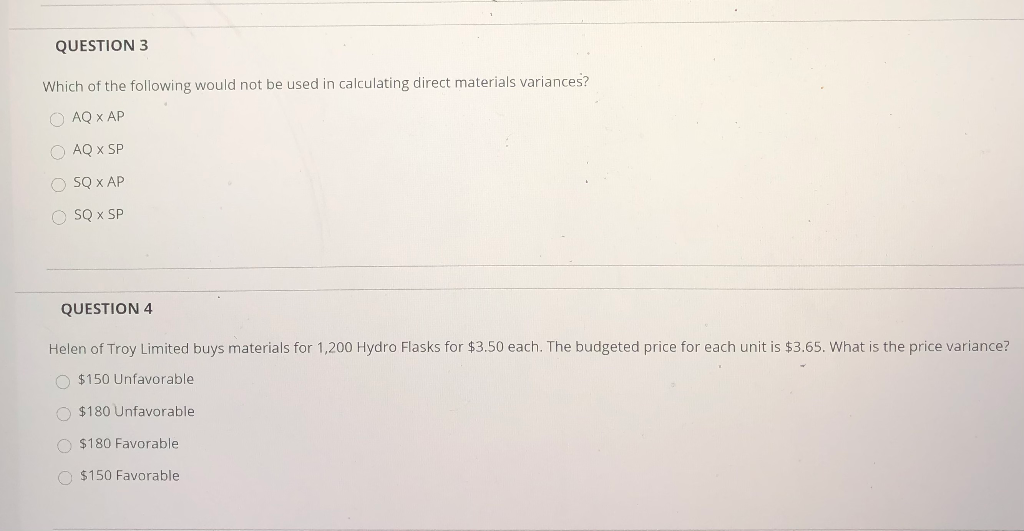 Solved QUESTION 3 Which of the following would not be used | Chegg.com