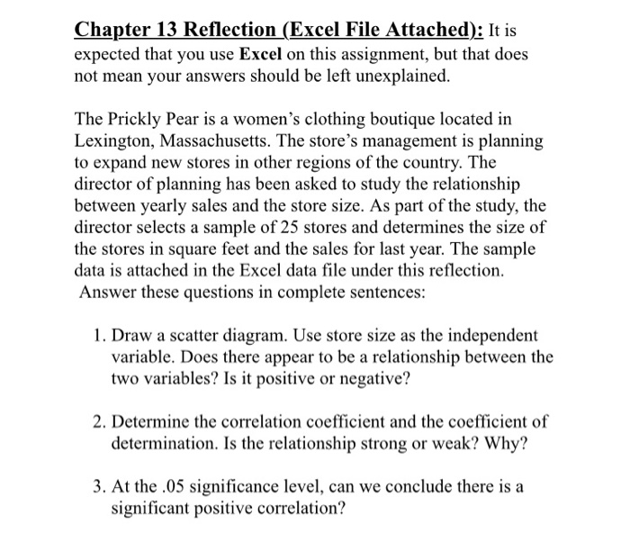 Solved Chapter 13 Reflection (Excel File Attached): It is | Chegg.com