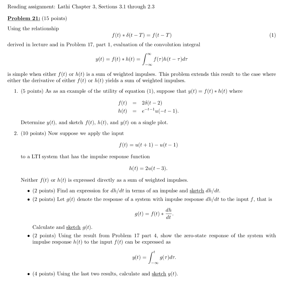 Solved Reading assignment: Lathi Chapter 3, Sections 3.1 | Chegg.com