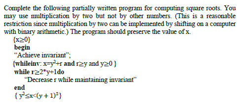 Solved Complete the following partially written program for | Chegg.com