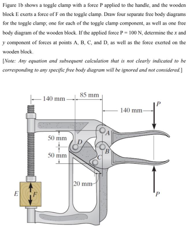 Solved Figure 1b shows a toggle clamp with a force P applied