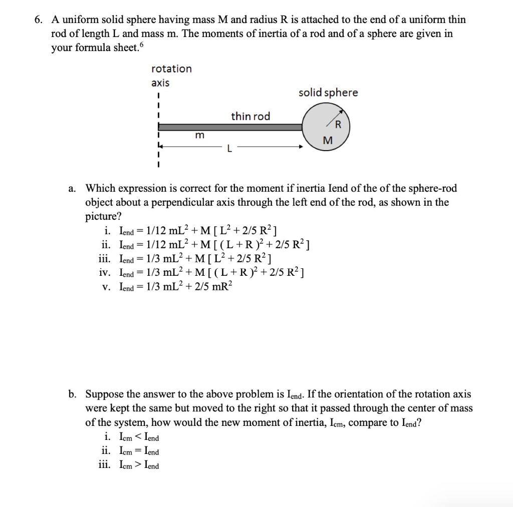 Solved A Uniform Solid Sphere Having Mass M And Radius R Chegg Com