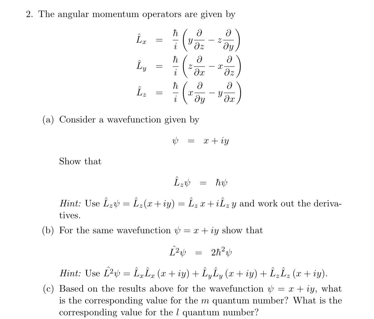 Solved The angular momentum operators are given | Chegg.com