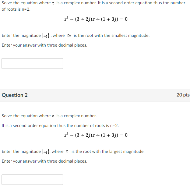 Solved Solve the equation where z is a complex number. It is | Chegg.com