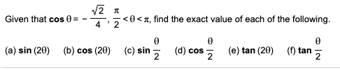 Solved √2 a Given that cos 0 = 5