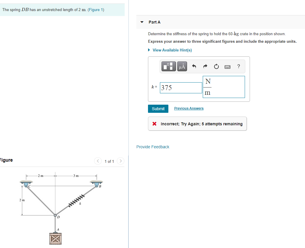 Solved The Spring DB Has An Unstretched Length Of 2 M. | Chegg.com