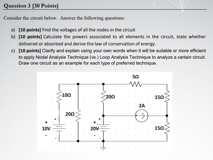Solved Question 3 [30 Points] Consider the circuit below. | Chegg.com