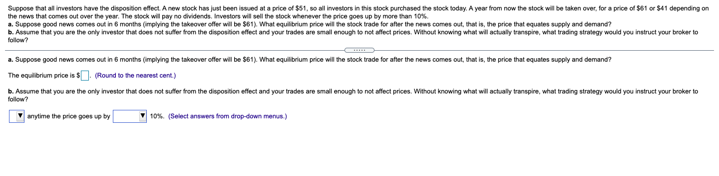 Solved Suppose that all investors have the disposition | Chegg.com