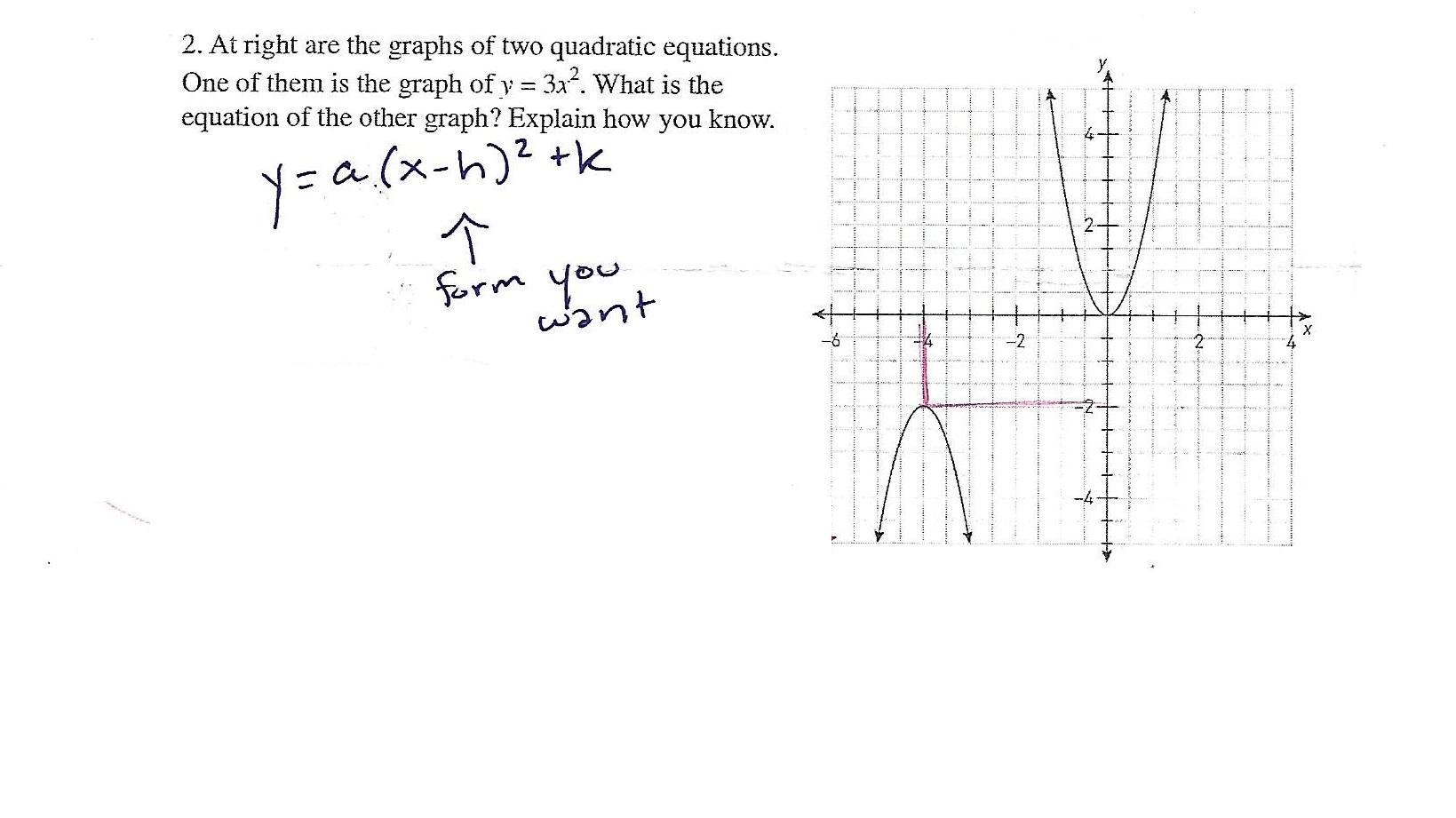 Solved 2. At right are the graphs of two quadratic | Chegg.com