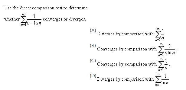 Direct Comparison Test Problem Using It Solved Use the direct comparison test to determine 1 | Chegg.com