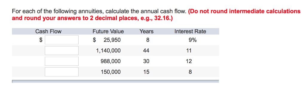 Solved For each of the following annuities, calculate the | Chegg.com