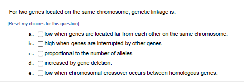 Solved For two genes located on the same chromosome, genetic | Chegg.com