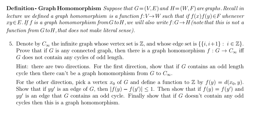 Solved Definition- Graph Homomorphism Suppose that G=(V,E) | Chegg.com