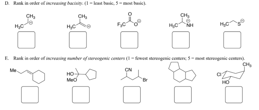 Solved D. Rank in order of increasing bacisity. (1 = least | Chegg.com
