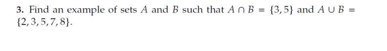 Solved 3. Find an example of sets A and B such that An B = | Chegg.com