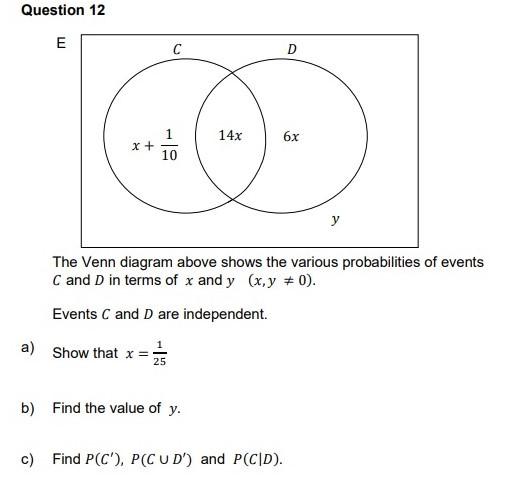 Solved Question 12 E The Venn diagram above shows the | Chegg.com