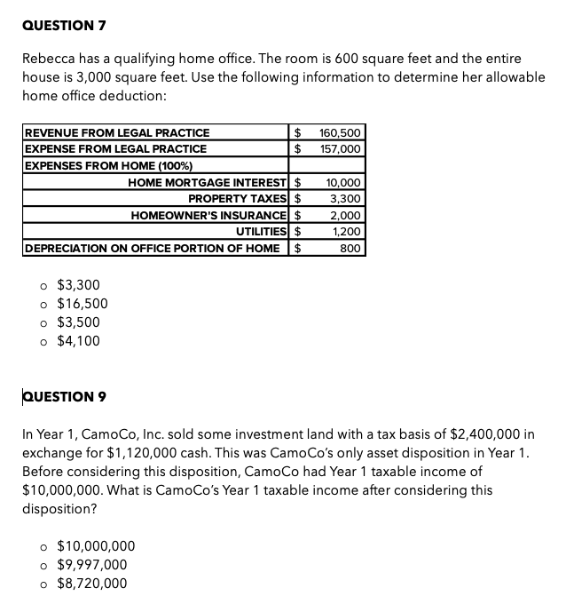 Solved Rebecca has a qualifying home office. The room is 600