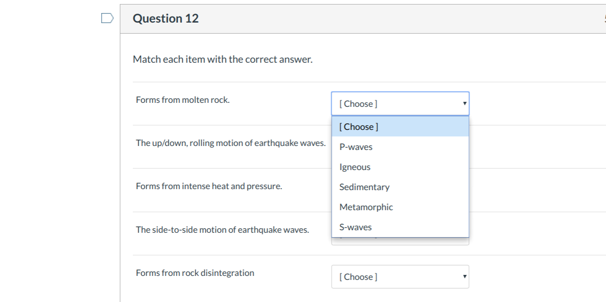 Solved Question 11 Match each item with the correct answer. | Chegg.com