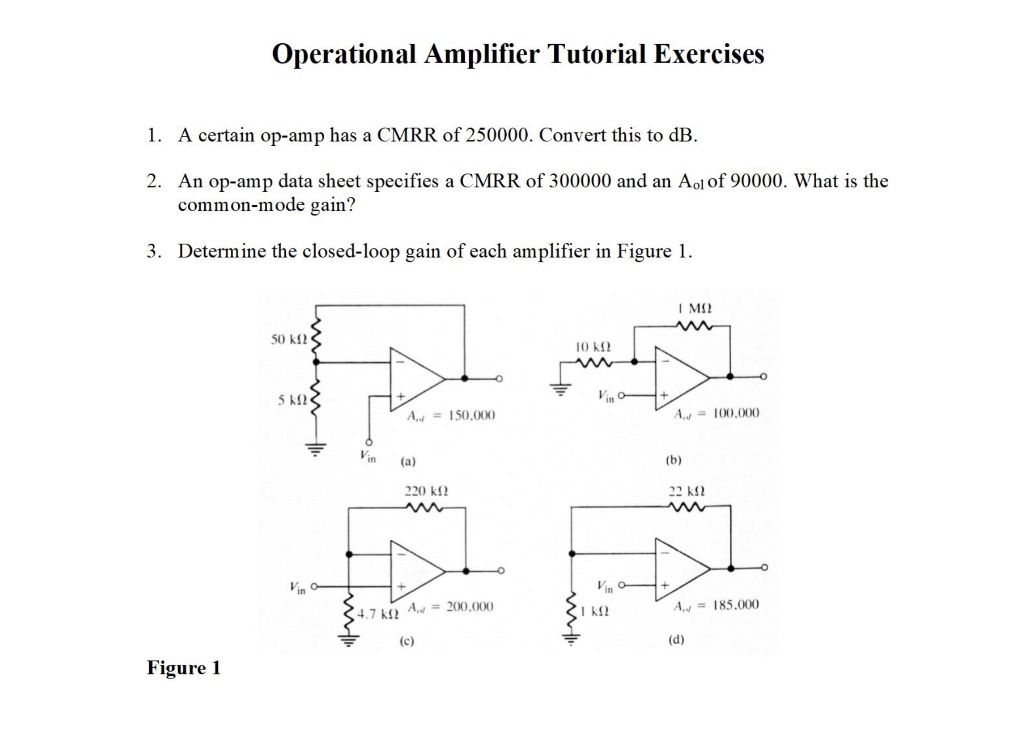 Solved Operational Amplifier Tutorial Exercises 1. A Certain | Chegg.com