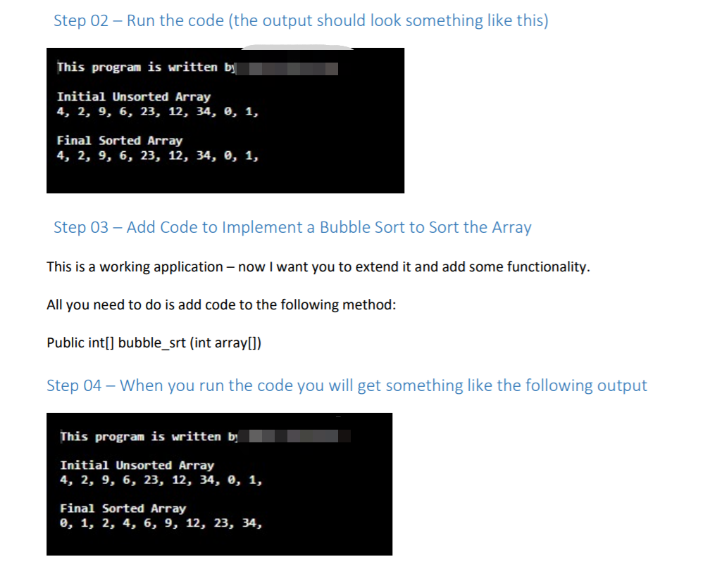 Solved Step 02 – Run the code (the output should look | Chegg.com
