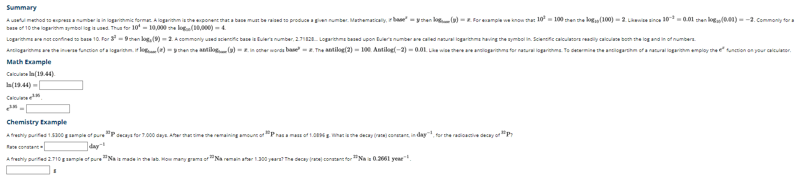 Solved base of 10 the logarithm symbol log is used. Thus for | Chegg.com