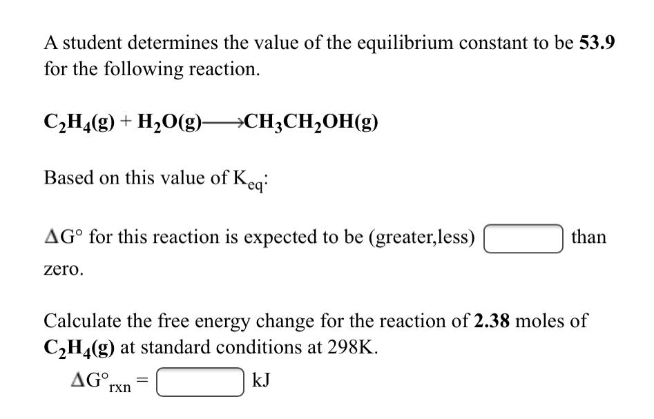 Solved The equilibrium constant, Kp, for the following