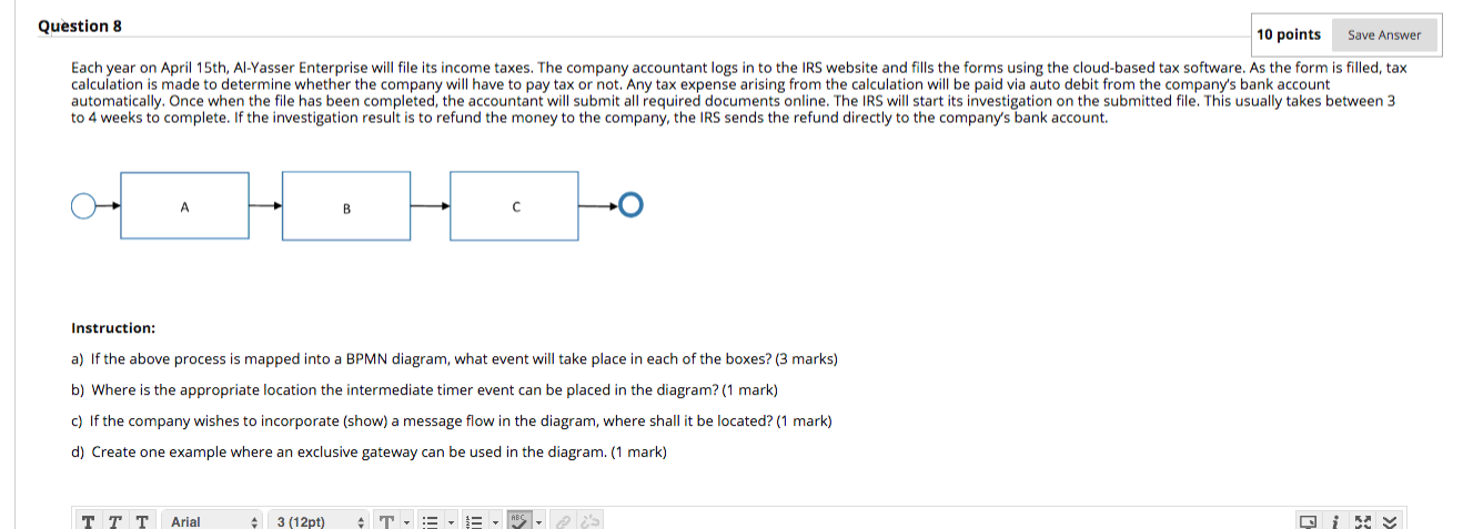 Question 8 10 points Save Answer Each year on April | Chegg.com