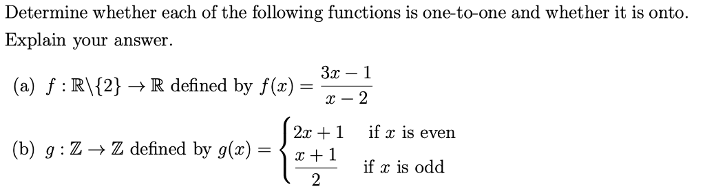 Solved Determine Whether Each Of The Following Functions Is | Chegg.com