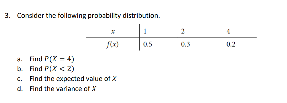 Solved 3. Consider the following probability distribution. | Chegg.com