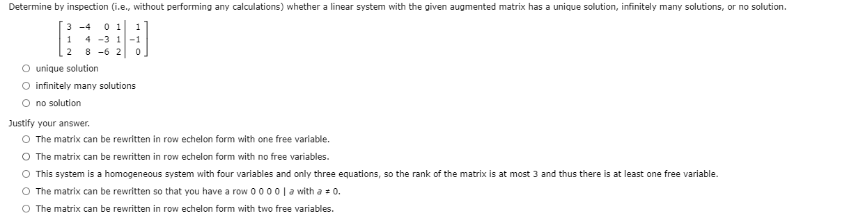 Solved Determine by inspection (i.e., without performing any | Chegg.com