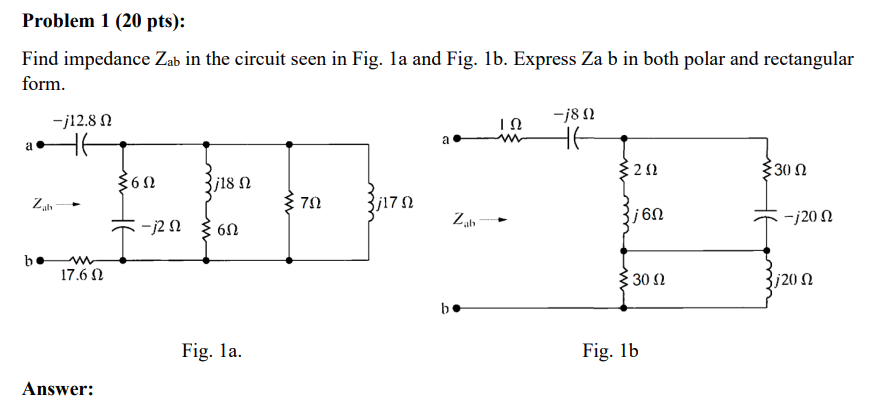 Solved Find impedance Zab in the circuit seen in Fig. 1a and | Chegg.com