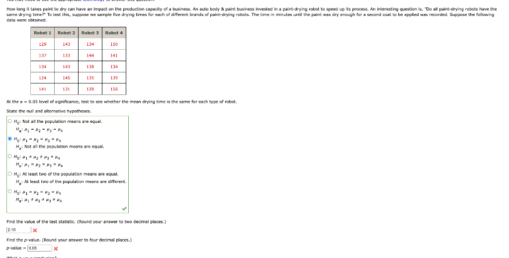 Solved data were obtained. At the α=0.05 level of | Chegg.com