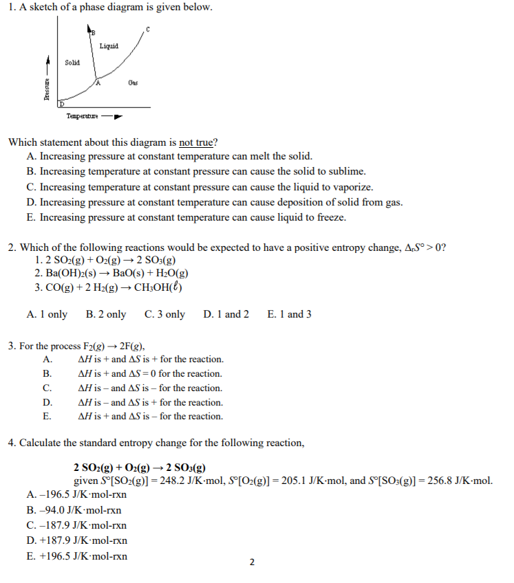 Solved 1. A sketch of a phase diagram is given below. Liquid | Chegg.com