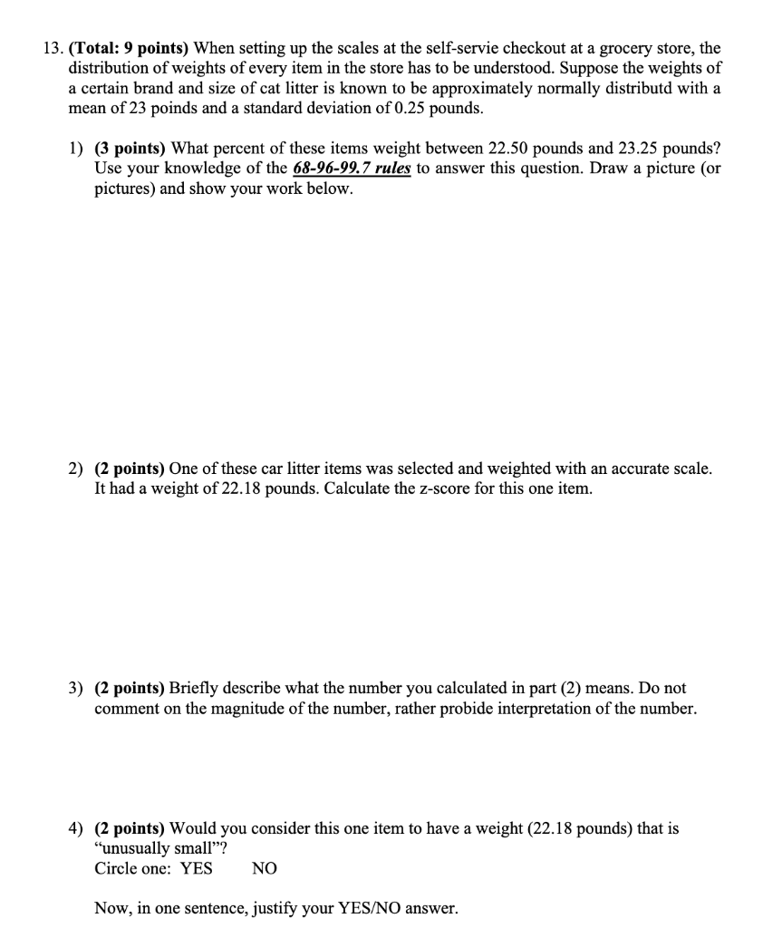 Solved 13. (Total: 9 points) When setting up the scales at | Chegg.com