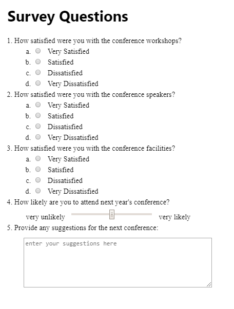 Solved You’ve been asked to create a survey web form for use | Chegg.com