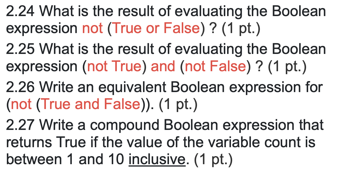 Solved 2.24 What is the result of evaluating the Boolean | Chegg.com