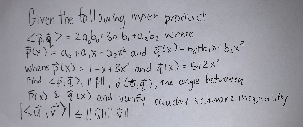 Solved Given The Following Inner Product | Chegg.com