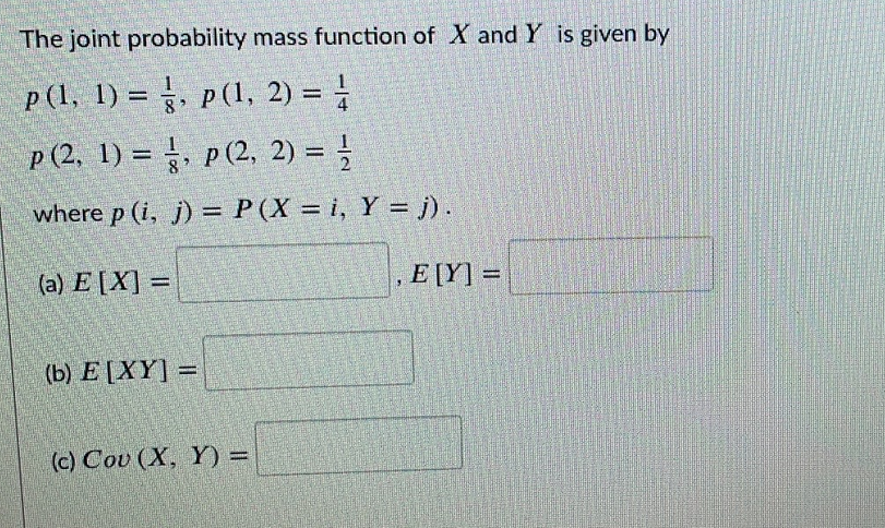 Solved The joint probability mass function of X and Y is | Chegg.com