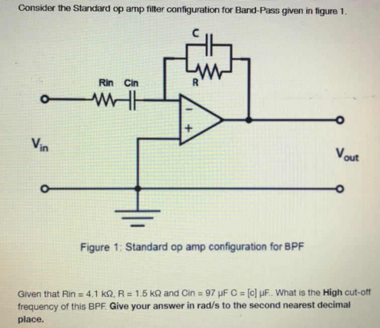 Solved Consider the Standard op amp filter configuration for | Chegg.com