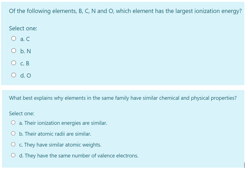 Solved Of the following elements, B, C, N and O, which | Chegg.com