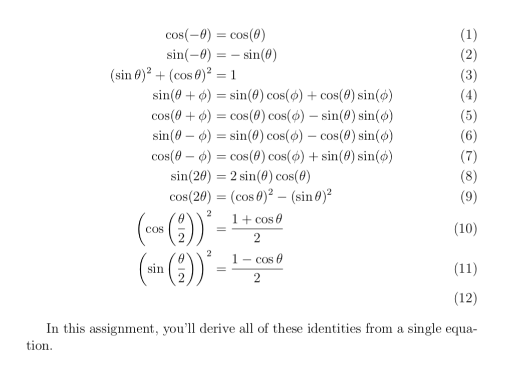 Solved cos(-0) = cos@) sin(-0)--sin(0) (sin θ)2 + (cos θ)-1 | Chegg.com