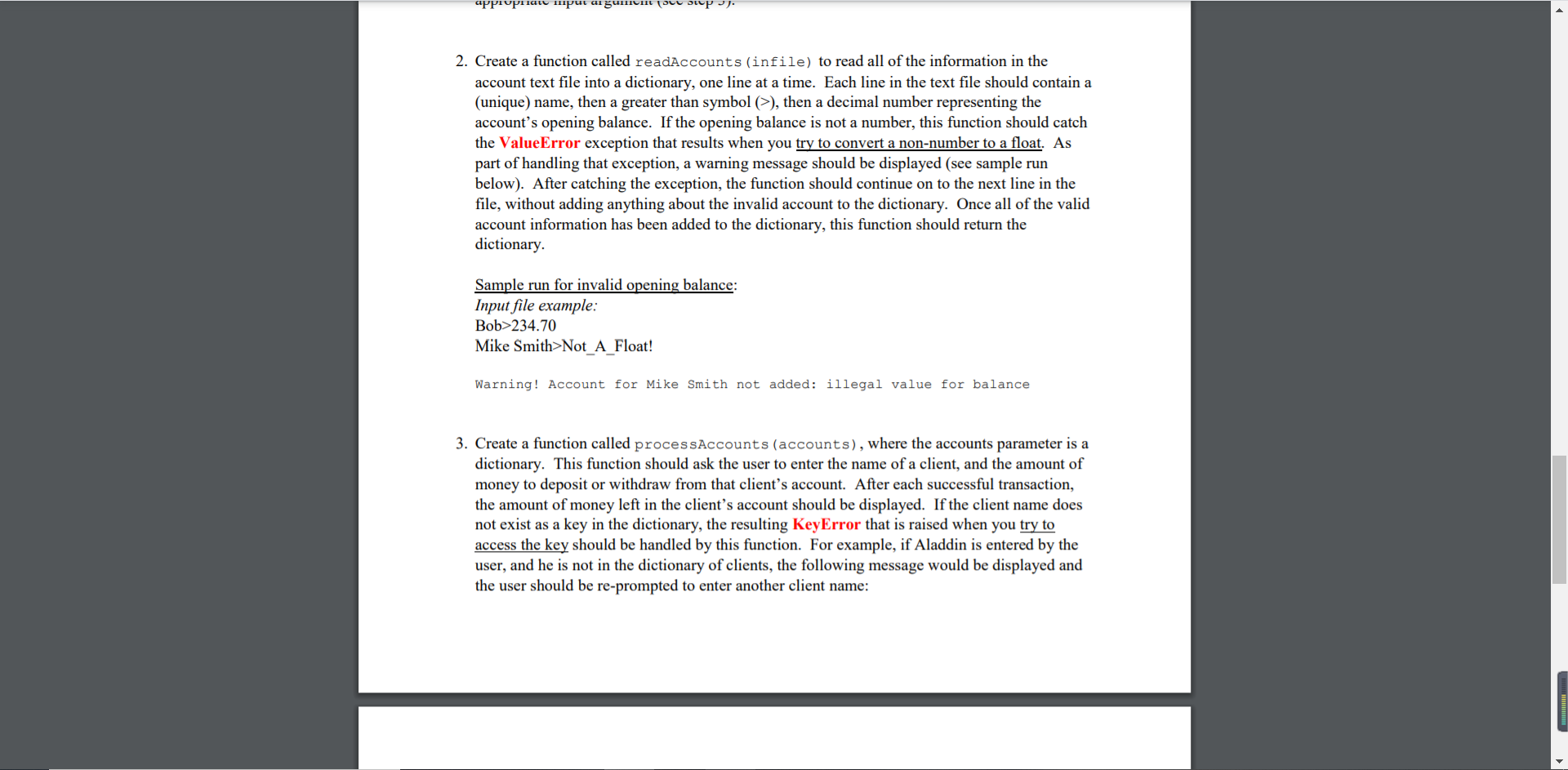 Microsoft Word Lab 5 Exceptions 1 / 4 Exercise 1